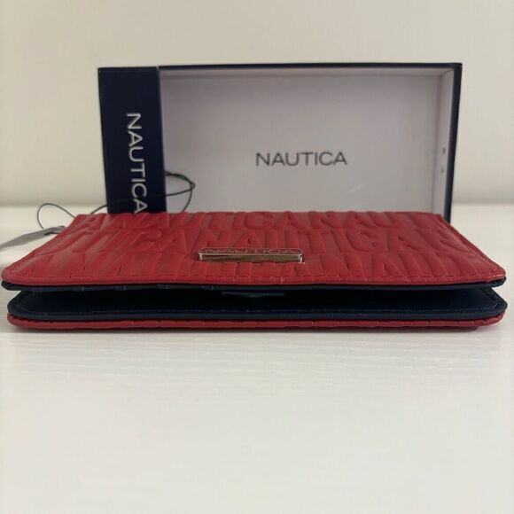 Nautica Red Slim Clutch Credit Card Holder Woman’s Wallet NEW - Picture 10 of 13